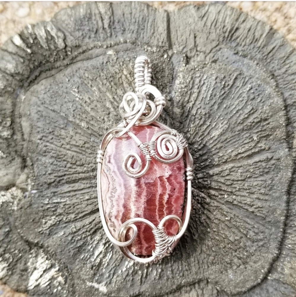 Rhodochrosite Silver Pendant ❤❤
